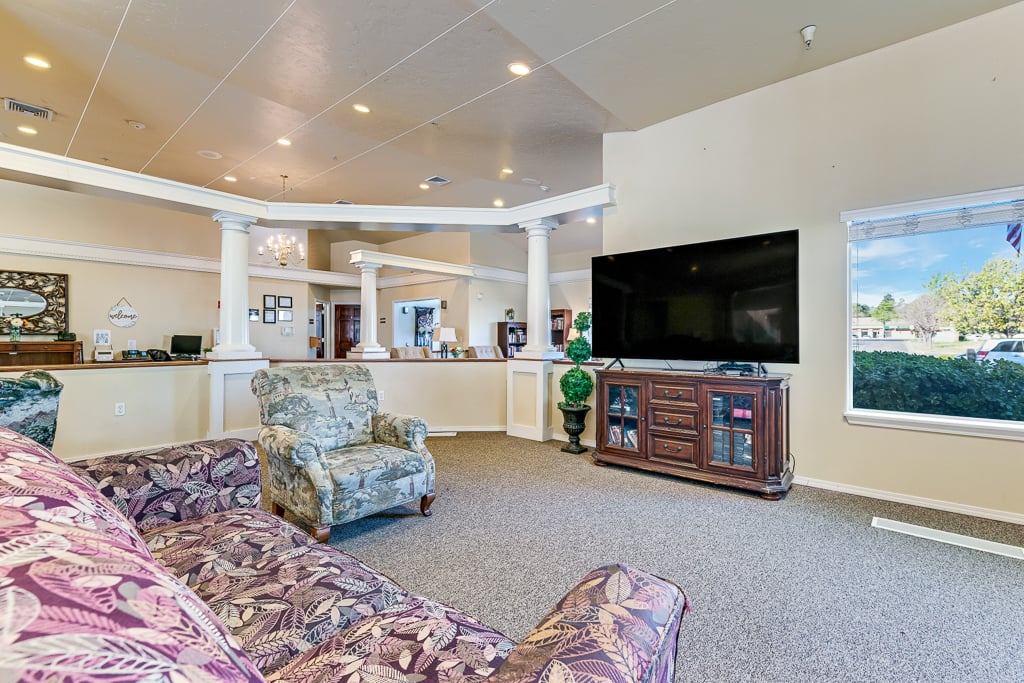TV lounge area at Vacaville Village Senior Living